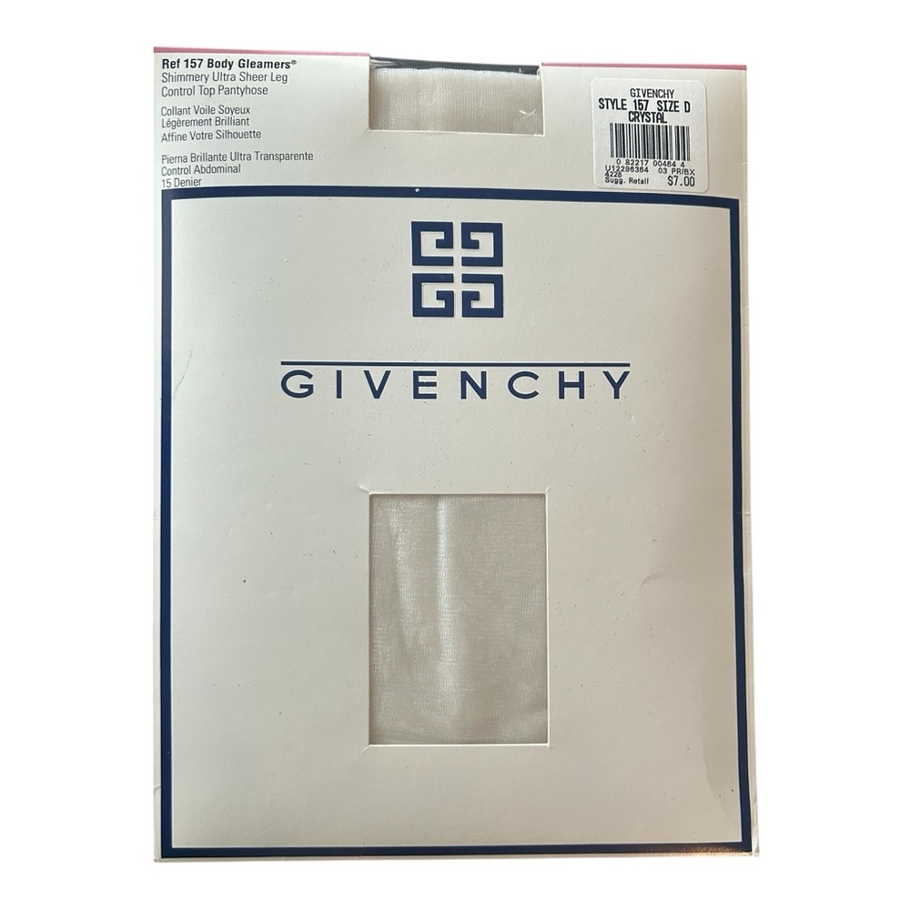 VTG Givenchy Body Gleamers Pantyhose Sz D White Control Top #157 Sheer 993 NOS